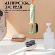 Multi-Function Shoe Brush With Liquid Container - Soft Bristles, Long Handle, Pressure Cleaning, Home Shoe Washing, Easy To Use And Store - Suitable For Cleaning Various Shoe Types, Back To School Supplies