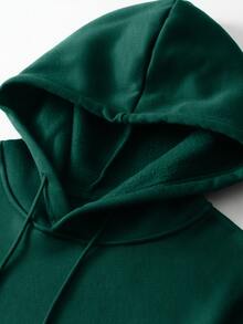 Men's Casual Fashionable Versatile Street Racer Element Slogan Print Kangaroo Pocket Drawstring Hoodie, Autumn/Winter - Green - View 4