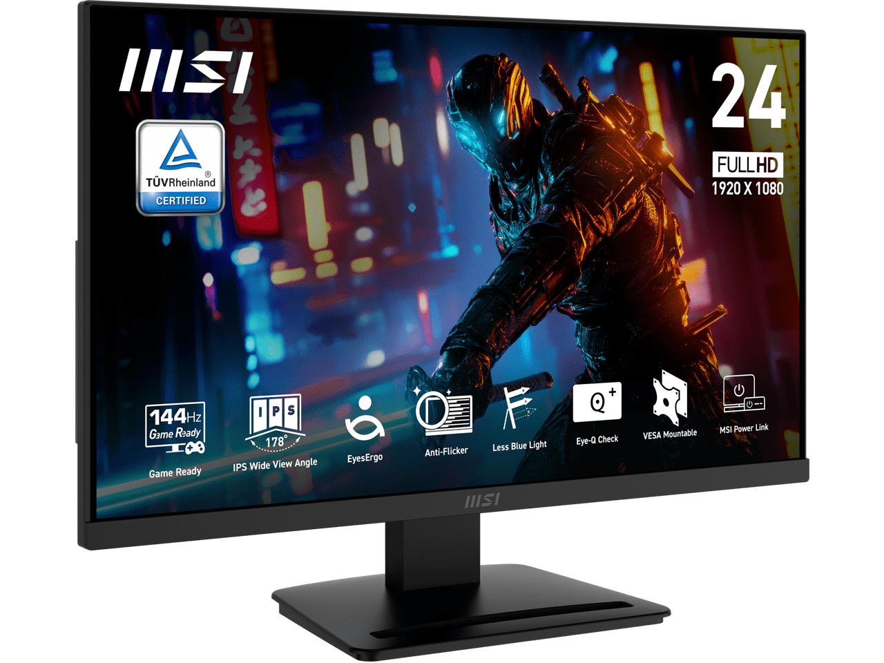 MSI 24 Inch Full HD 144Hz IPS With AMD FreeSync 1ms HDR Ready 102% SRGB LCD Gaming Computer Monitor With Accessory Slot On Stand For Both Work And Gaming PRO MP243L E14 - 美規A型插(110-127V) - 查看 3