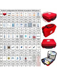 1 套医疗急救包，户外运动地震消防救援医疗包，居家旅行便携式手提包，满足急救包基本紧急急救治疗需求