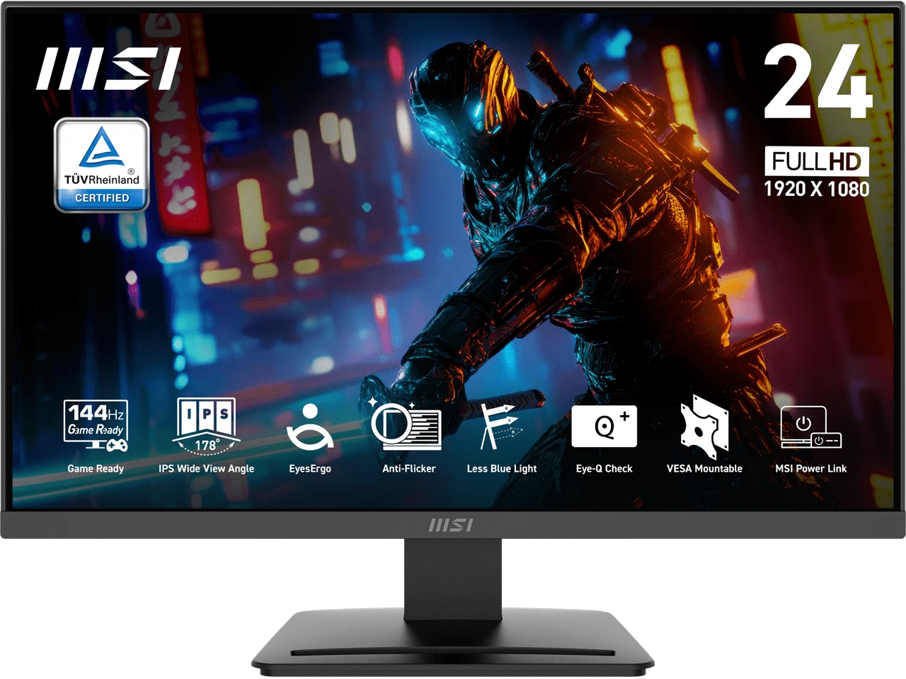 MSI 24 Inch Full HD 144Hz IPS With AMD FreeSync 1ms HDR Ready 102% SRGB LCD Gaming Computer Monitor With Accessory Slot On Stand For Both Work And Gaming PRO MP243L E14 - View 1