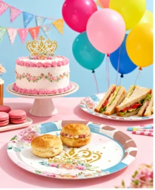 101PCS Pink Princess Birthday Party Decorations, Castle Party Plates And Napkins Party Supplies, Princess Party Ornaments, Crown Castle Paper Plates, Disposable Baby Shower, Girl Birthday Party Decorations - 黃色 - 查看 2