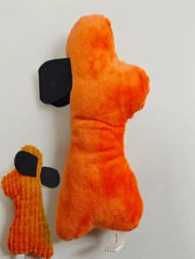 2件/1件宠物毛绒吱吱叫玩具，蓝色和橙色