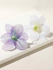 2 件波西米亚风格蓝白仿百合花优雅甜美海滩度假海边侧刘海发夹头饰、发饰、夏季配饰、爪夹、发夹、发夹、发夹 - 2PCS紫白 - 查看 5