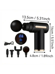 1pc Black/Green/Grey Massage Gun, Portable Muscle Relaxation Neck Massager - Professional Full Body Massage Gun, USB Rechargeable, Compact Design, Ergonomic Handle, 6-Speed Adjustable Percussion Massage Gun, Handheld Body & Back Muscle Massager, Long-Lasting Massage Gun - Multicolor - View 16