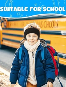 儿童冬季保暖耳罩头带，可拉伸弹性头带耳罩，柔软舒适轻便单层羊毛，适合 3-12 岁儿童，秋冬季户外运动如跑步、骑自行车、徒步旅行、滑雪 - 彩色 - 查看 2