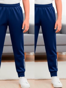 Kit With 2 Children's Sports Sweatpants For Boys With Reflective Flannel Stripe, 8 To 16 Years Old - 黑色/藍色 - 查看 4
