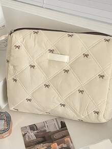 Große Kapazität tragbare Kosmetiktasche Kaffee Schleife Beere Schleife Schönheitstasche Stoff weich Reißverschluss Kosmetiktasche Kulturtasche Aufbewahrungsbox Zuhause & Reise täglicher Gebrauch süßes Schleifen-Design Mehrstufige Aufbewahrung Reise Kosmetiktasche Kulturtasche Reisenotwendigkeit Rückkehr zur Schule Muss-haben Reisebegleiter Kreuzfahrt Reisetasche, Make-up Tasche, Kosmetikkoffer, Make-up Tasche, Aufbewahrung, Weihnachtsgeschenke, Tasche, Reise, Geschenke für Frauen, Frauen Tasche, Clutch / kleine Handtasche, Make-up Organizer, Tasche, Pinselhalter, Mini Tasche, Große Kapazität Tasche - Kaffeebraun - Übersicht 7