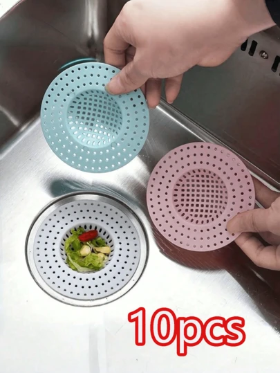 1/5 件水槽排水过滤器、厨房水槽、浴室排水过滤器、地漏过滤器、防堵塞过滤器、马桶堵塞和防虫盖、厨房水槽滤网、防虫盖、食物收集器、毛发收集器、带网食物和碎屑堵塞预防过滤器，适用于淋浴间、浴室、洗衣房