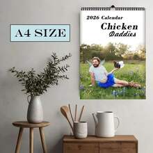 1 Peça/Conjunto Calendário Diário do Pai Galo Engraçado 2026 - Design de Fada Mágica, com Planejador Mensal e Grades Diárias - Presente Perfeito para o Dia dos Pais, Aniversário, Natal, Halloween - Decoração para Casa, Escritório, Fazenda - Presente de Aniversário e Natal Divertido para o Pai