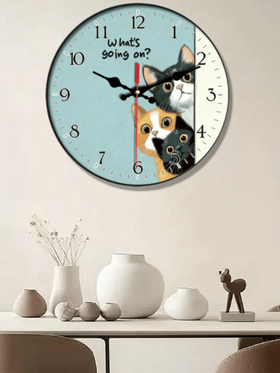 10 12 Inch Battery Operated ative Round Wand Clock, Quiet Klok Cat Living Room, Bedroom, Kitchen Perfect Lovers Moderne Farmho Easy To Read Numbers Home Fun Premium Finish, Stylish Interior er, 2D Graphic Room view 3