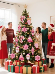 16/20pcs Pink Gingerbread Man Christmas Tree Hanging, Christmas Decoration, Christmas Tree Hanging Decoration Set, For Christmas Tree Decoration, Christmas Party, Home Decoration, Wedding, Shop Window, Indoor And Outdoor Decoration