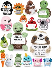 钩针编织向日葵装饰物（带贺卡），有趣的装饰件，带有向日葵/树懒/乌龟/胡萝卜/兔子图案，送给朋友的创意礼物，派对装饰，节日礼物，毛绒玩具，节日，树懒毛绒动物，办公室装饰，可爱毛绒玩具，钩针编织动物 - 可愛系列 - 查看 2