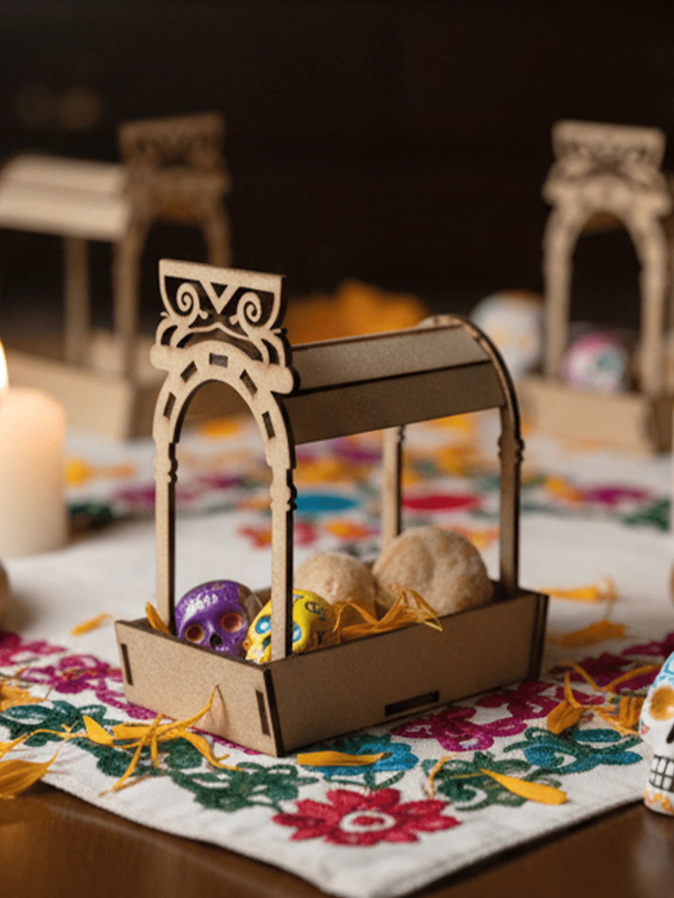 Set 5 mini trajineras Canasta Decorativa de Madera Multiusos para Celebraciones, Fiestas, Decoración de Mesa, Dulces, Regalos y Eventos Especiales - Café integral - Ver 1