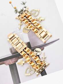 1pc Women's Leather Cord Hanging Strap Stainless Steel Watch Band Compatible With 38/40/41/42/44/45/49mm Ultra/SE/8/7/6/5/4/3/2/1