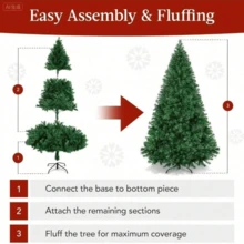 Best Choice Products Artificial Christmas Tree, 6ft Premium Unlit Hinged Design, Dense Branches Realistic Holiday Decor​Easy Assembly, Base Home Decor Christmas Decorations Room Decor Winter