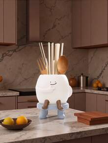 1 pièce Porte-ustensiles mignon en résine, organisateur de couverts avec personnage de dessin animé pour le comptoir de cuisine. Parfait pour ranger les baguettes, les cuillères, un décor et un organisateur de cuisine idéal