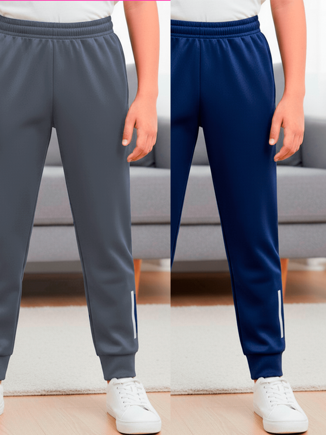 Kit With 2 Children's Sports Sweatpants For Boys With Reflective Flannel Stripe, 8 To 16 Years Old - 黑色/灰色 - 查看 4
