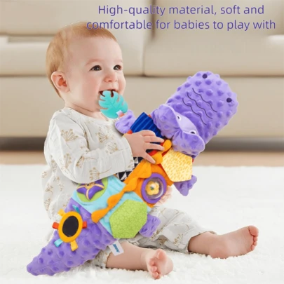 0-6 Months Baby Soft Plush Rattle Toys, Multi-Texture With Jingle & Crinkle Sounds, Suitable For Baby Girls, Baby Boys 6-12 Months, 3-9 Months Infants, Christmas Gift, Christmas Decoration, Purple Crocodile