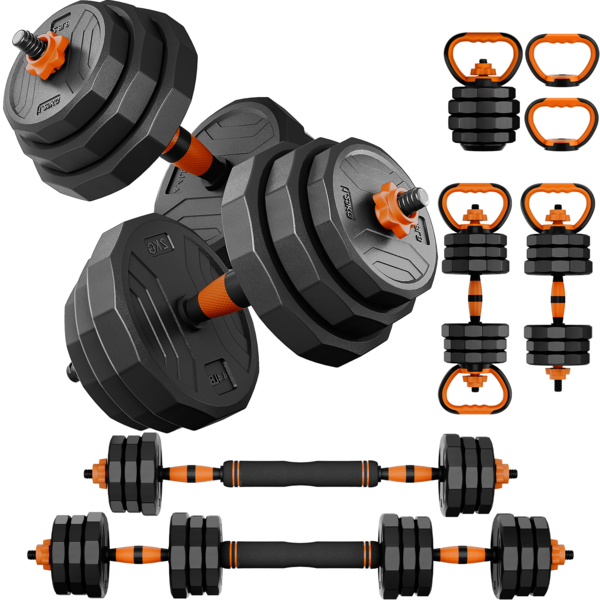 GIKPAL 88lb 6-In-1 Adjustable Dumbbells Set Free Weight Set With Connector Used As Barbell, Kettlebells, Push Up Stand, Fitness Exercises For Home Gym Suitable Men/Women