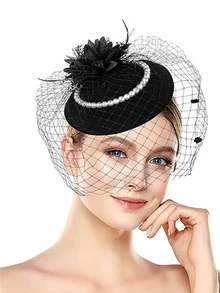 1 Piece Feather Mesh Flower Fascinator With Headband And Clip Wedding Tea Party Kentucky Derby Fascinator Hats, Tiny Hats, Mini Fascinator, Mini Top Hat , Mini Cap, Gifts
