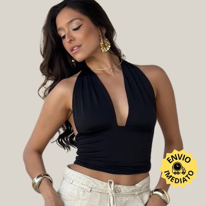 Top Curto Frente Unica tecido Suplex Para Mulher Tam Unico Multi Uso