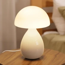 Mushroom Lamp, Vintage Small Table Lamp For Bedroom, Ice Crack Ceramic LED Night Light, Mid Century Modern Bedside Lamp For Nightstand, Living Room, Home Decor Gift Ideas For Women,Christmas And Halloween Gifts - 白色 - 查看 13