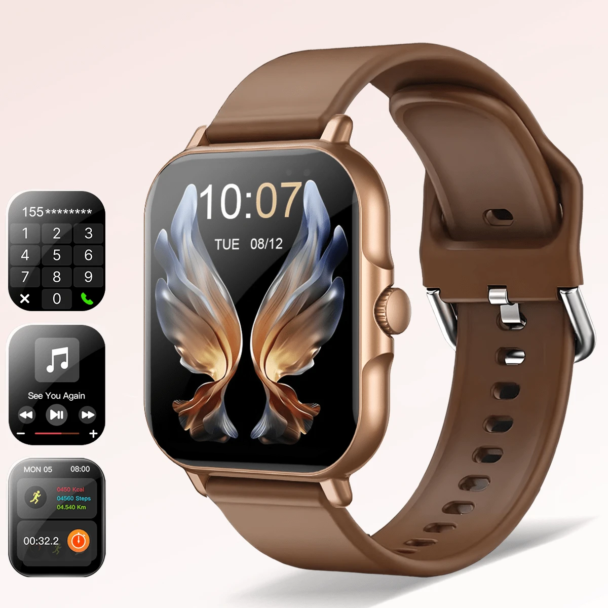 1pc Fashionable Sports Smart Watch With Silicone Strap, Multi-Language Support, Wireless Calling, Notification Alert, 1.83" Large Display, Weather Forecast, Fitness Tracker, Multiple Sports Modes, Music Player, Step & Calorie Counter, Remote Camera, USB Charging Compatible With Android & IOS - 240P TFT Display, 180mAh Lithium-Ion Battery, Suitable As Holiday Gift For Men & Women - Nhiều màu - Xem 1
