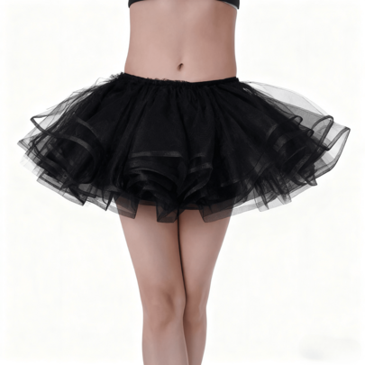 1pc Black Mesh Mini Skirt, Lolita Petticoat Underskirt For Cosplay, Suitable For Halloween