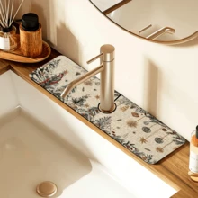 1 pièce Couvre-robinet à motif sapin de Noël, décoration et cadeau de Noël, en polyester durable, séchage rapide, facile à nettoyer, convient pour la cuisine et la salle de bain, installation facile, décoration quotidienne, cadeau, tapis de salle de bain, couvre-robinet durable, accessoire de robinet