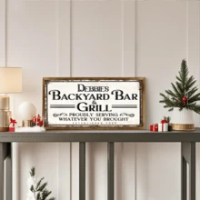 1 Piece Decorative Personalized Backyard Bar Sign, Wooden Sign, Custom Name, Vintage Outdoor Wall Decor For Home Bar, Pub, Cafe, Kitchen
