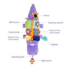 0-6 Months Baby Soft Plush Rattle Toys, Multi-Texture With Jingle & Crinkle Sounds, Suitable For Baby Girls, Baby Boys 6-12 Months, 3-9 Months Infants, Christmas Gift, Christmas Decoration, Purple Crocodile