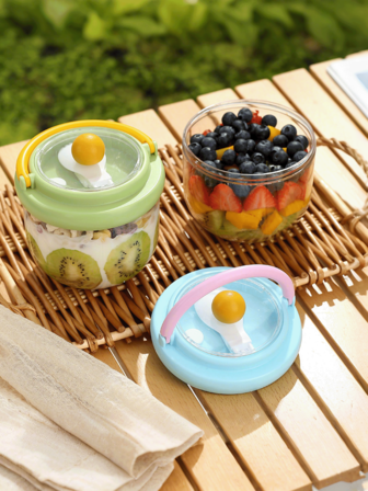 1 件便携式耐用防漏不锈钢和 PP 双层水果沙拉杯、午餐盒、营养早餐汤杯、豆浆、粥、燕麦片、牛奶、可用洗碗机和微波炉的便当盒，适合学生和成人在家中、学校、办公室、户外露营、野餐、旅行中使用，是万圣节和圣诞节的最佳礼物，学校和厨房用品，返校。