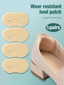 5 pares de protectores de tacón para mujeres, previenen el desgaste y el deterioro del tacón del zapato. Diseño con adhesivo en la parte posterior con una fuerte adherencia que no daña los zapatos. Adecuado para ajustar el tamaño del zapato. Accesorios de zapato desechables.