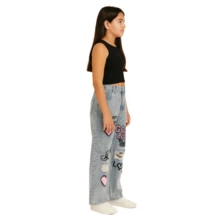 Wide Leg Pants Colorful Twill And Printed Jeans For Children, Youth, Pre-Teen Girls - 大理石紋 - 查看 7
