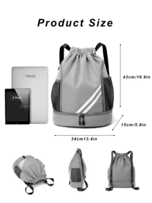 1pc Large Capacity Drawstring Sports Backpack, Fashion Gym Bag With Inner Pocket, Waterproof Wear-Resistant Nylon Oxford Cloth Material, With Bottom Shoe Compartment And Side Mesh Pockets And Wide Drawstring School Bag, Suitable For Men And Women Football Basketball Travel Yoga Swimming Cycling Shoulder Bag, Christmas Gifts - Multicolor - View 3