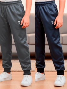 Kit 2 Calças Jogger Infantil Menino Masculino Flanelada Confortável 08 a 16 anos - Preto / Azul - Visão 4