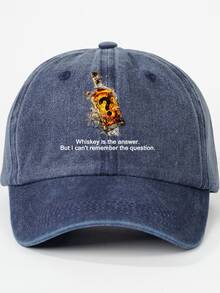 1 szt. Czapka bejsbolówka z nadrukiem "Whiskey to odpowiedź. Ale nie pamiętam pytania". Czapka z daszkiem z literą i znakiem zapytania, unisexowy miękki cylinder dla par, modny, codzienny kapelusz przeciwsłoneczny, solidne, zakrzywione rondo.