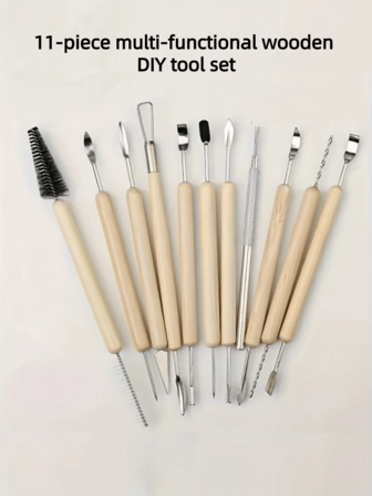 11 Pieces / 3 Pieces Multi-Functional Wooden DIY Tool Set - Ceramic And Polymer Clay Shaping Tools, With Molds For Carving, Ceramics And Pottery - No Need For Charging And Easy To Use