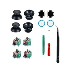适用于 PS-5 控制器维修套件、带螺丝刀工具的金属 3D 摇杆头、适用于 PS-5 3D 模拟操纵杆的遥控拆卸配件、适用于 PlayStation 5 DualSense 控制器的替换套件，包括电子元件，无需电池