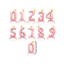 1 件 42 英寸粉色立式底座皇冠数字 0-9 周年生日派对庆祝婚礼装饰 - 粉色 - 查看 4