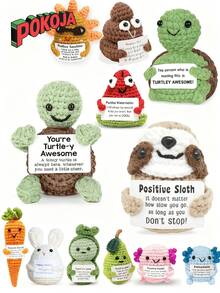 钩针编织向日葵装饰物（带贺卡），有趣的装饰件，带有向日葵/树懒/乌龟/胡萝卜/兔子图案，送给朋友的创意礼物，派对装饰，节日礼物，毛绒玩具，节日，树懒毛绒动物，办公室装饰，可爱毛绒玩具，钩针编织动物 - 可愛系列 - 查看 1