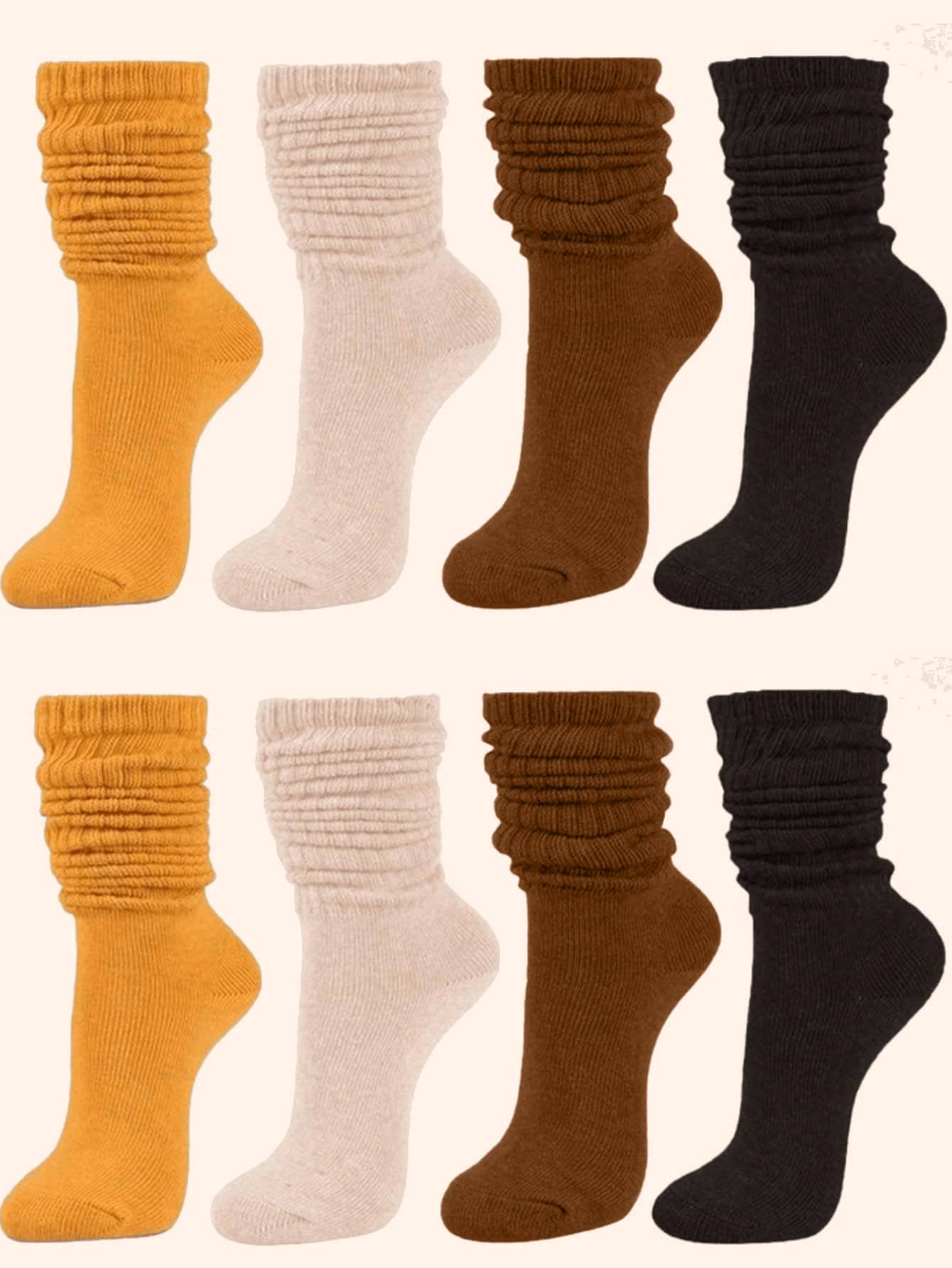 6/3/1 Đôi tất nữ mùa thu/đông dài đến giữa bắp chân, tất dài nhiều lớp, tất dệt kim thường ngày, tất mắt cá chân nữ, tất mặc nhà, màu Maillard - Nhiều màu - Xem 1