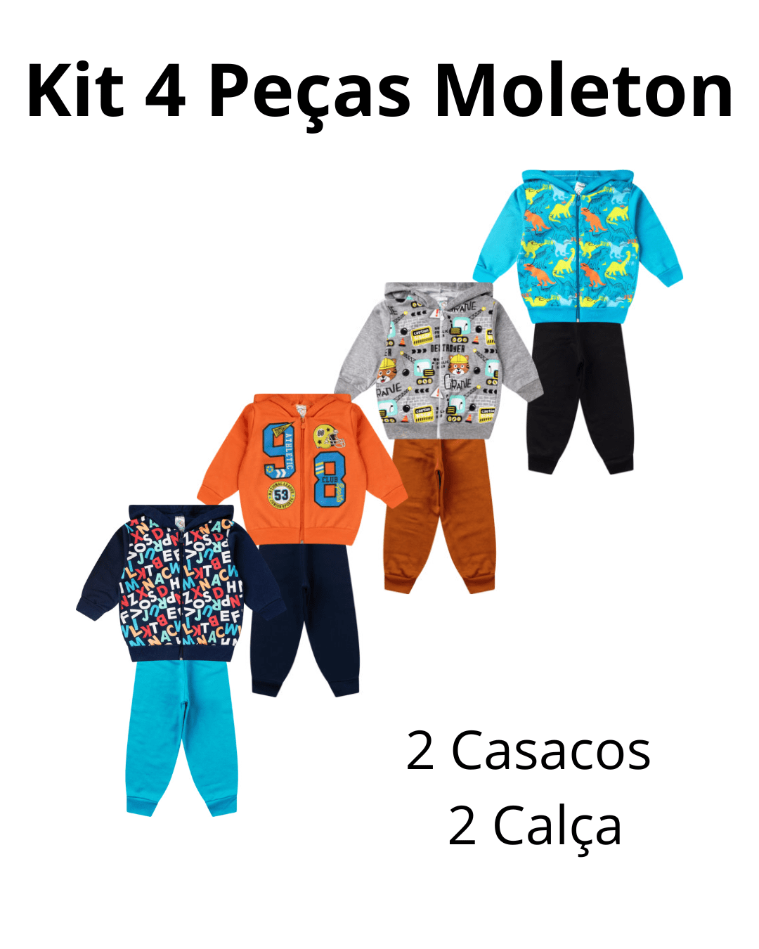 Kit 4 Peças Infantil Masculino Juvenil Inverno 1 ao 14