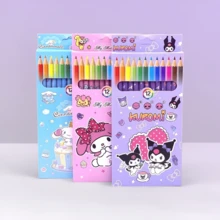 24 crayons de couleur professionnels en 12 couleurs de bandes dessinées, convenant pour la saison scolaire, les cadeaux d'étudiant, les cadeaux de Noël, les cadeaux d'Halloween, les cadeaux d'anniversaire (deux boîtes au hasard)