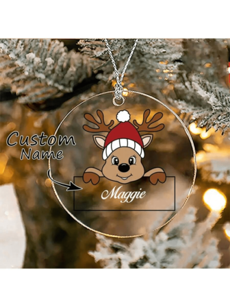 1pc Customized Acrylic Decoration, Personalized Pendant, Christmas Creative Gift, Christmas Tree Decoration, Holiday Decor, Bag & Keychain Charm, Car Rearview Mirror Hanging Pendant, Party Decorations