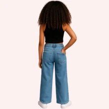 Wide Leg Pants Colorful Twill And Printed Jeans For Children, Youth, Pre-Teen Girls - Marbled - View 3