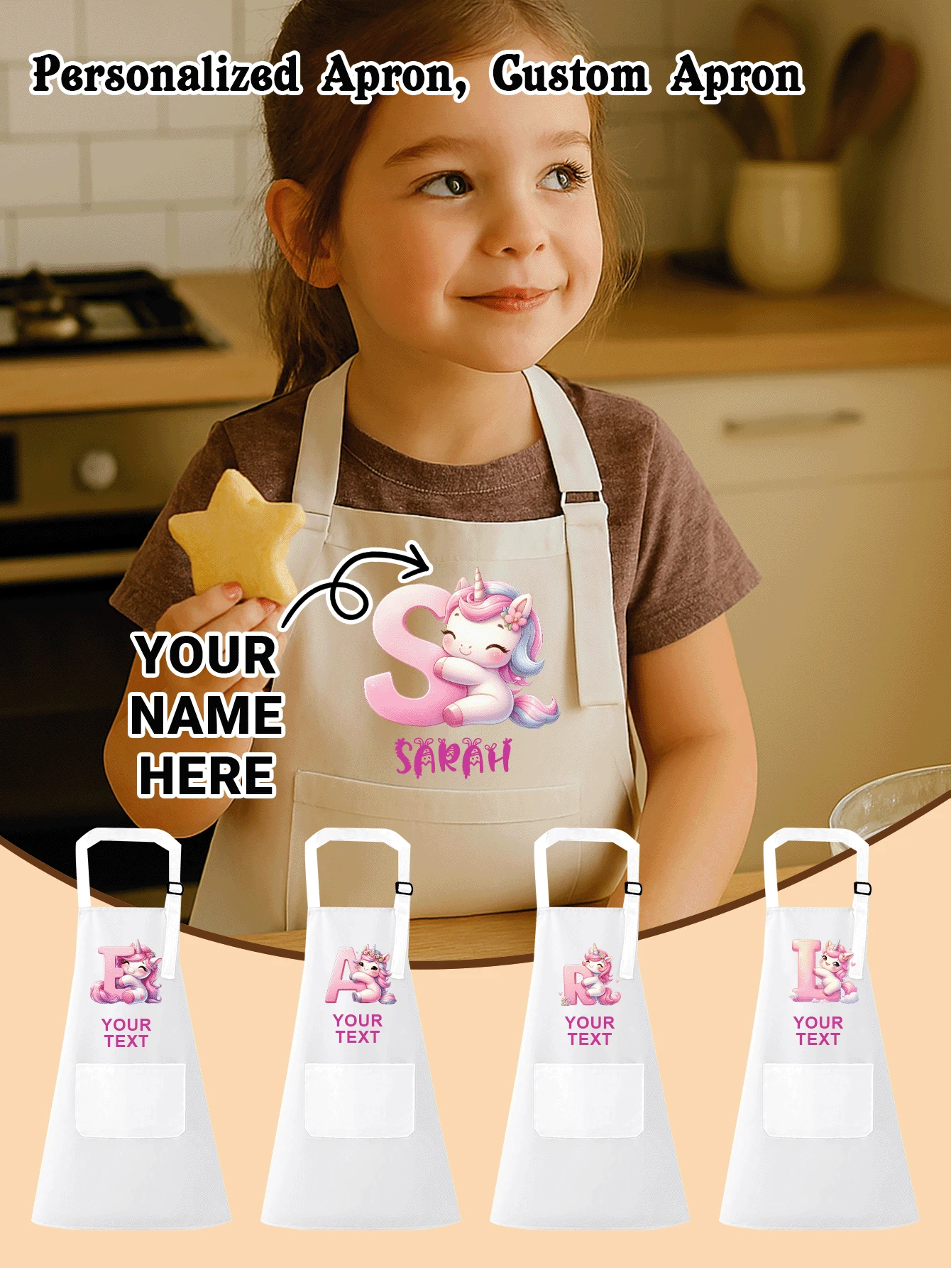 Personalized Parent-Child Aprons, Customized Aprons, Matching Parent-Child Aprons, Designs In The Styles Of Head Chef And Sous Chef, Father-Son Aprons, Mother-Daughter Cooking Set Aprons, Family Aprons, - White - View 1