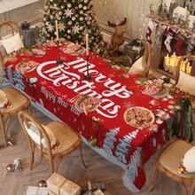 1/20pcs Rectangular Christmas Tablecloth, Polyester Fiber Festive Table Cover, Christmas Ball And Letter Pattern Tablecloth, Suitable For 8/6/4 Seater Dining Tables, New Year Party Decoration, Machine Washable And Easy To Clean, Durable Fabric, A Must-Have For Home Entertainment Occasions - Multicolor - View 2
