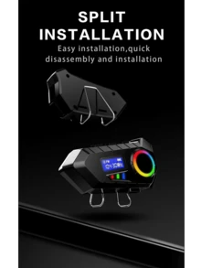 BOSSNEY Auriculares para casco, altavoz con calidad de sonido HD, Bluetooth 5.4, reducción de ruido, luz ambiental - Negro - Ver 8